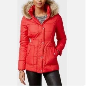 Krush Juniors' Faux-Fur Hooded Quilted Jacket